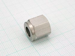 Nut, MF, SS, M10P1, Graphite Ferrule Forming Jig Nut, fits 12mm wrench, each