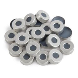 Aluminum Seal w/Septa 20mm Alum. Silver w/PTFE Gray Butyl Rub Septa 100PK