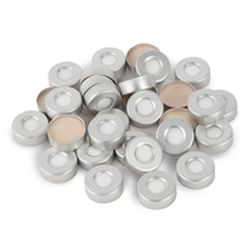 Aluminum Seal w/Septa 20mm Alum. Silver w/PTFE Silicone Pack of 100