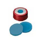 Vials, 20mm Magnetic Bimetallic Crimp Cap, Red,  8mm center hole, Silicone/PTFE, 100/pk