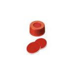 Vials, Screw Cap & Septa Only, PTFE Red/Silicone White/PTFE Red, 45° shore A, 1.0mm slit, 100/pk